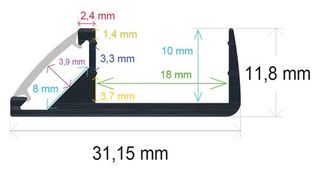 PF/i3112 · Perfil LED para muebles de 31,15 mm x 11,8 mm