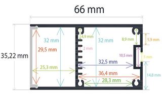PF/i3566 · Perfil LED colgable de 35,22 mm x 66 mm