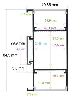 PF/i4084 · Perfil LED de pared con iluminación bidireccional de 40,85 mm x 84,5 mm
