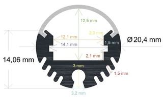 PF/i420 · Perfil LED cilíndrico de ø 20,4 mm