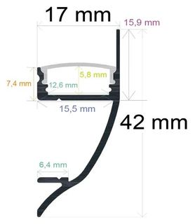 PF/i4213 · Perfil LED de pared de 42 mm x 17 mm