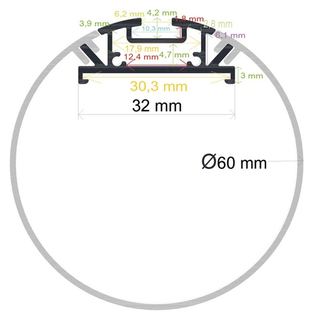 PF/i460 · Perfil LED cilíndrico de ø 60 mm