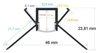 PF/i4624 · Perfil LED para empotrar en una esquina de 46 mm x 23,81 mm