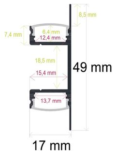 PF/i4913 · Perfil LED de pared con iluminación bidireccional de 49 mm x 17 mm