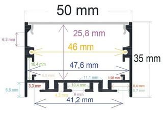 PF/i50342 · Perfil LED NEGRO de superficie con opción colgante de 50 mm x 35 mm
