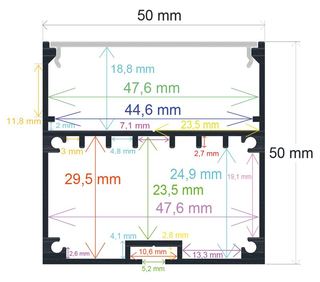 PF/i5050 · Perfil LED colgable de 50 mm x 50 mm