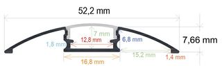 PF/i5208 · Perfil LED de superficie de 52,2 mm x 7,66 mm