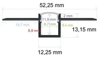 PF/i5213 · Perfil LED para empotrar en una obra de 52,25 mm x 13,15 mm