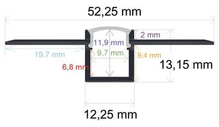 PF/i52135 · Perfil LED flexible para empotrar en una obra de 52,25 mm x 13,15 mm CUBIERTA FLEXIBLE DE 