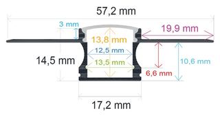 PF/i5815 · Perfil LED para empotrar en una obra de 57,2 mm x 14,5 mm