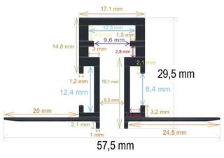 PF/i5830 · Perfil LED empotrable de 57,5 mm x 29,5 mm x 1 met