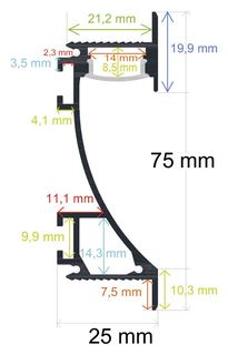 PF/i7060 · Perfil LED para paredes y rodapiés de 75 mm x 25 m