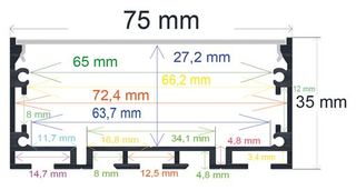 PF/i7532 · Perfil LED colgante de 75 mm x 35 mm