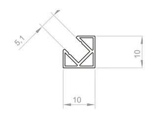 PF/TL3-5 · PERFIL ALUMINIO ÁNGULO MINI 10X10 PARA LED 5MM | PLATA DISPONIBLE COMPATIBLE 2m. 3m....