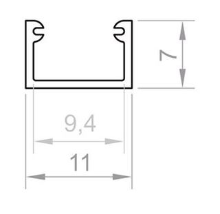 PF/TL4-2 · PERFIL ALUMINIO "U" 11X7MM ANODIZADO PLATA DISPONIBLE COMPATIBLE 2m. CUBIERTA C10