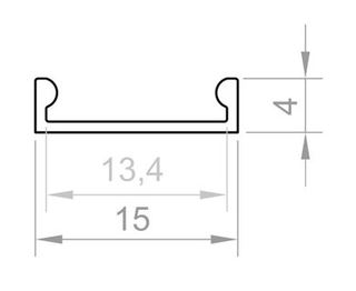 PF/TL4-3 · PERFIL ALUMINIO 15X4MM. PLATA DISPONIBLE COMPATIBLE 2m. 3m. CUBIERTA C1