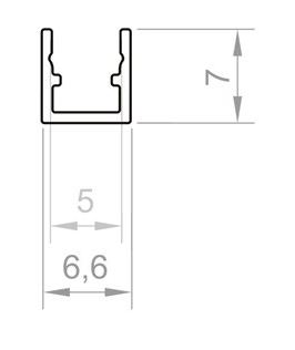 PF/TL4-4 · Perfil led mini 6.6x7mm. PLATA DISPONIBLE COMPATIBLE 2m. 3m. CUBIERTA C21