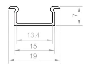 PF/TL6-5 · PERFIL ALUMINIO 19X7MM LISO ALAS EMPOTRAR Empotre 15mm. PLATA DISPONIBLE COMPATIBLE C1/C13